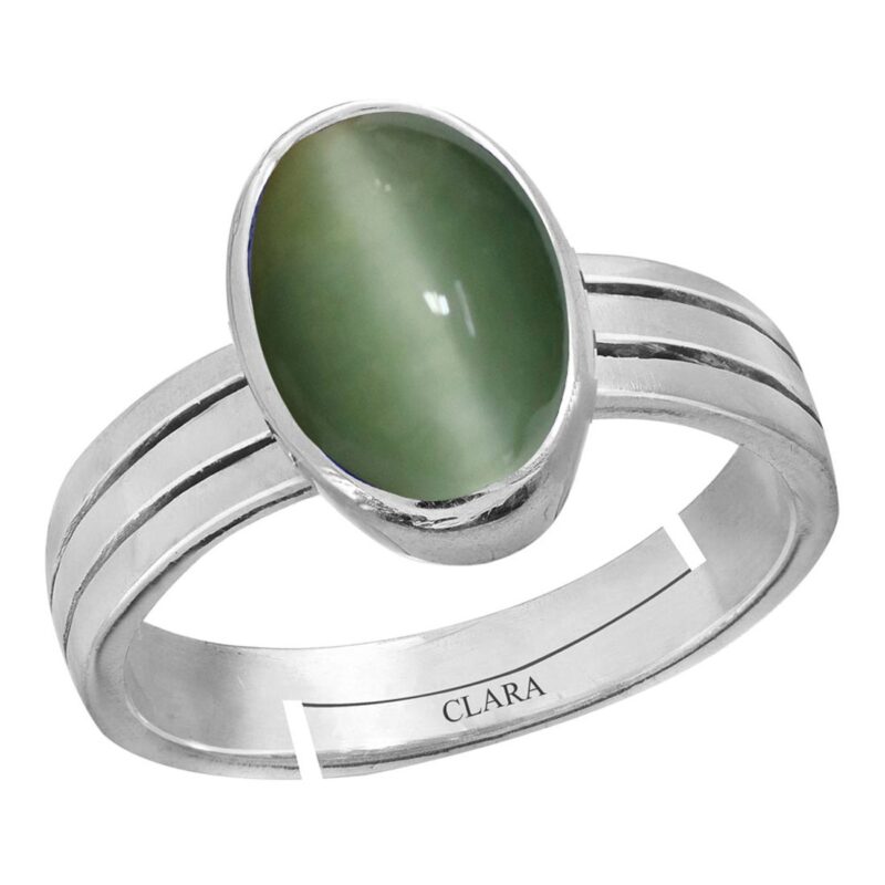 Clara Cat's Eye Lehsunia 4.8cts or 5.25ratti Stone Silver Adjustable Ring for Men