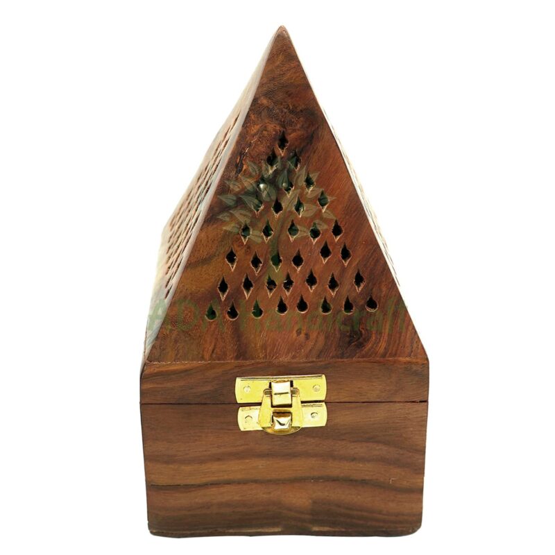 ADA Handicraft Sheesham Wooden Incense Box Holder/Dhoop Stand Ash Catcher Handmade Fragrance Wooden Holder - Small (8 x 8 x 13cm)(Conical)