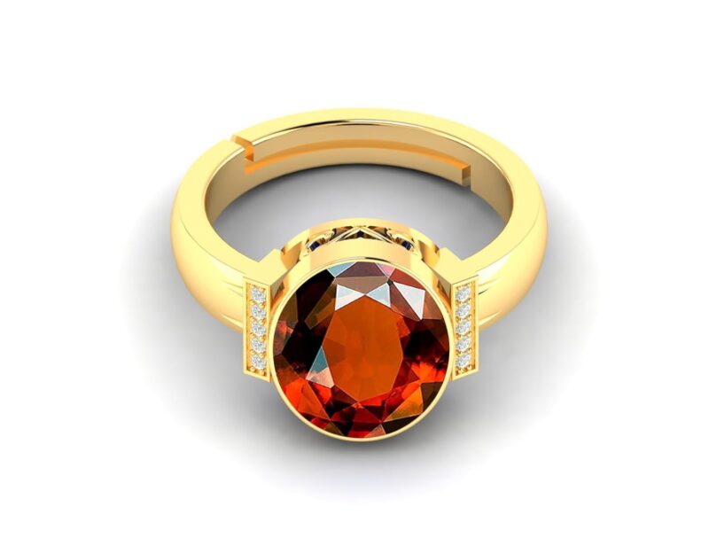 LMDPRAJAPATIS 8.25 Ratti/7.25 Carat Natural Hessonite Garnet (Gomed) Astrological Gemstone Gold Plated Ring for Men and Women