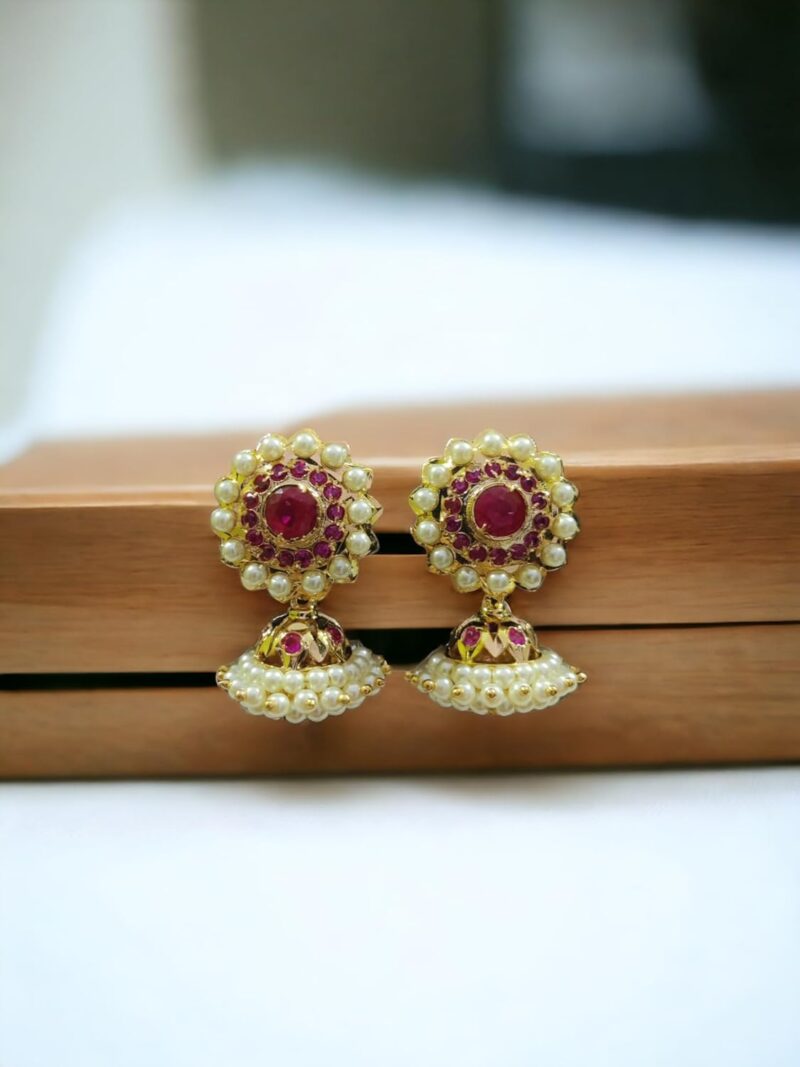 58 Gemstone Pearl Bellimoda Jhumka