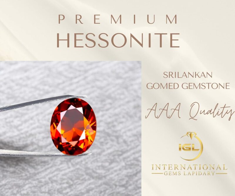 IGL Natural Ceylon Srilankan Hessonite Gemstone Premium Original Certified Gomed/Gomedhak Gem For Rahu, Protection, Peace, & Ring Jewelry For Men & Women