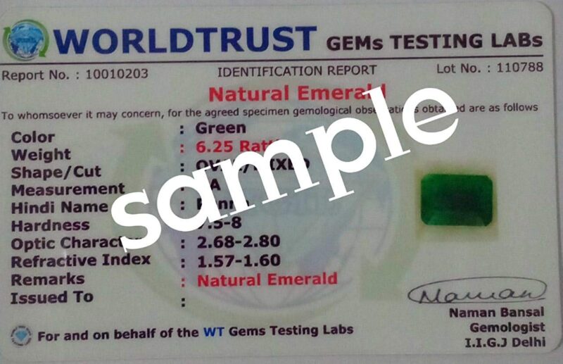 KirtiGems Certified Natural Precious Gemstone Beryl Emerald (Panna) 5.25 Ratti 4.30 Carat Gemstone