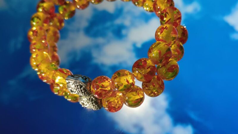 Gemstone Gallery Amber Crystal Bracelet Real Amber Stone Bracelet Amber Bracelet Original Certified Round Beads Beautiful Amber Gemstone Bracelet For Men & Women अम्बर स्टोन ब्रेसलेट