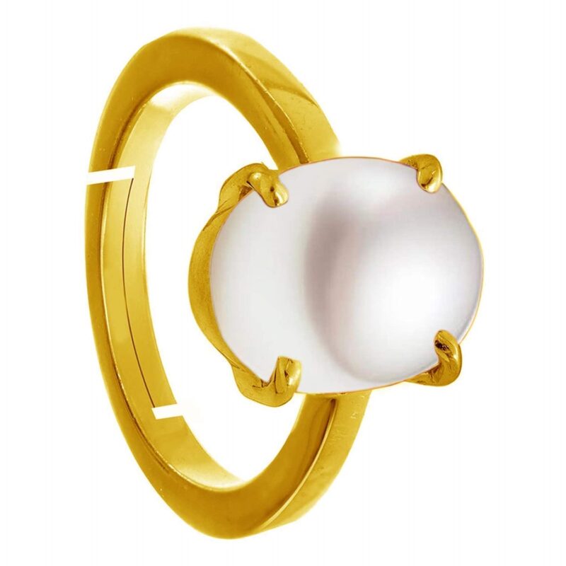 SIDHGEMS South Sea Pearl 14.25 Ratti 13.00 Carat Natural Pearl Gemstone Original Certified Moti Adjustable Astrological panchhdhaatu/Ashtadhatu Gold Ring for Men and Women