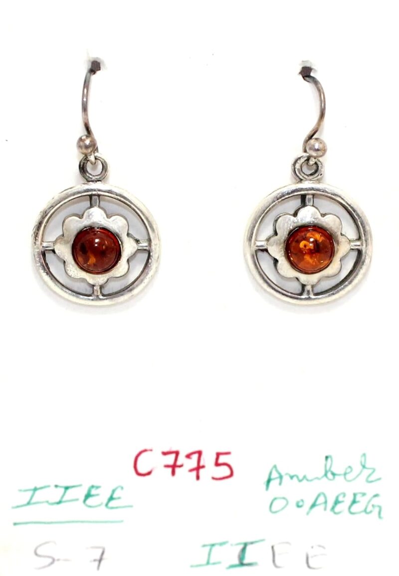 Rajasthan Gems Earrings 925 Sterling Silver Amber Gem Stone Handmade Women j182