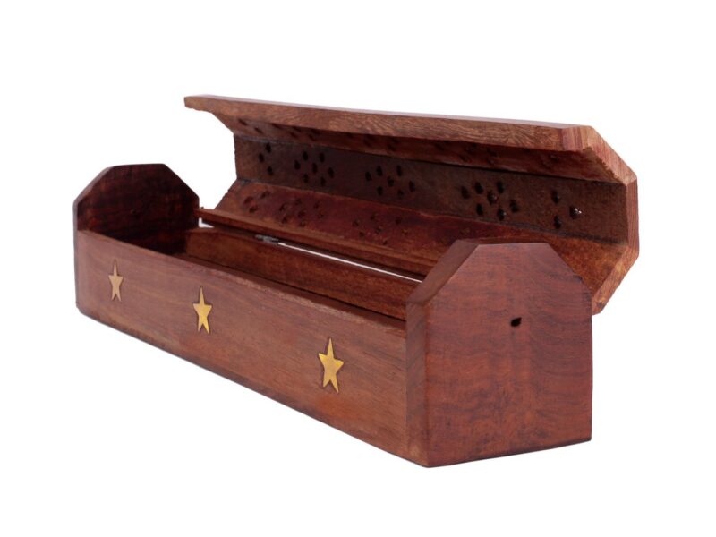 ITOS365 Wooden Handcrafted Agarbatti/Incense Sticks Case- Works as a Storage Case as Well as Holder(Rectangular)