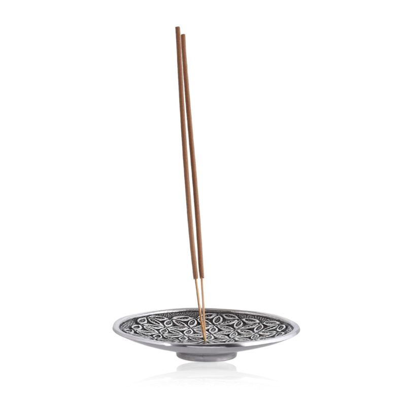 CraftVatika Aluminium Incense Sticks Holder Round Agarbatti Stand with Ash Catcher for Puja Agarbatti Stand for Home Decoration Office Temple Decoration Pooja Articles (Set of 1)