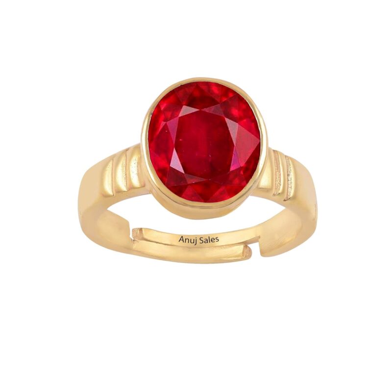 Stone Place Natural Certified Unheated Untreatet 6.25 Ratti 5.25 Carat A+ Quality Natural Burma Ruby Manik Gemstone Ring for Women's and Men's (Lab Certified)