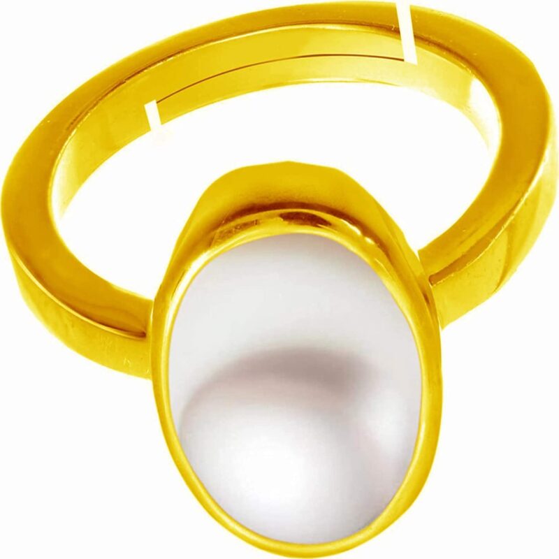 Kirti Sales South Sea Pearl 6.00 Carat Natural Pearl Gemstone Original Certified Moti Adjustable Astrological panchhdhaatu/Ashtadhatu Gold Ring for Men and Women