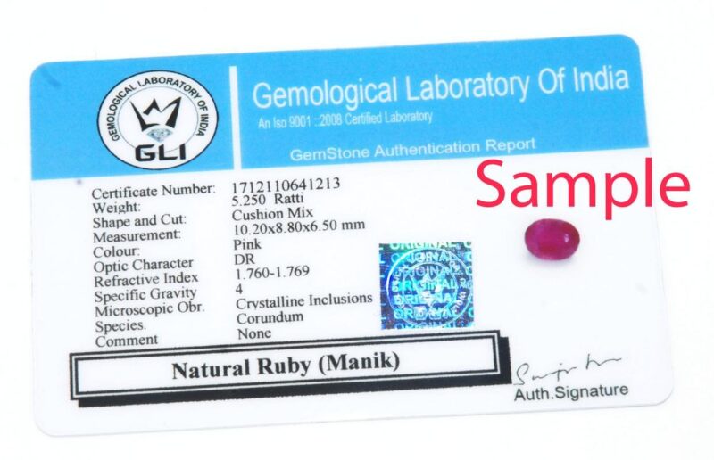 Natural Manik/Ruby 4.25 Ratti Certified Loose Gemstone Rashi Ratna by S KUMAR GEMS & JEWELS