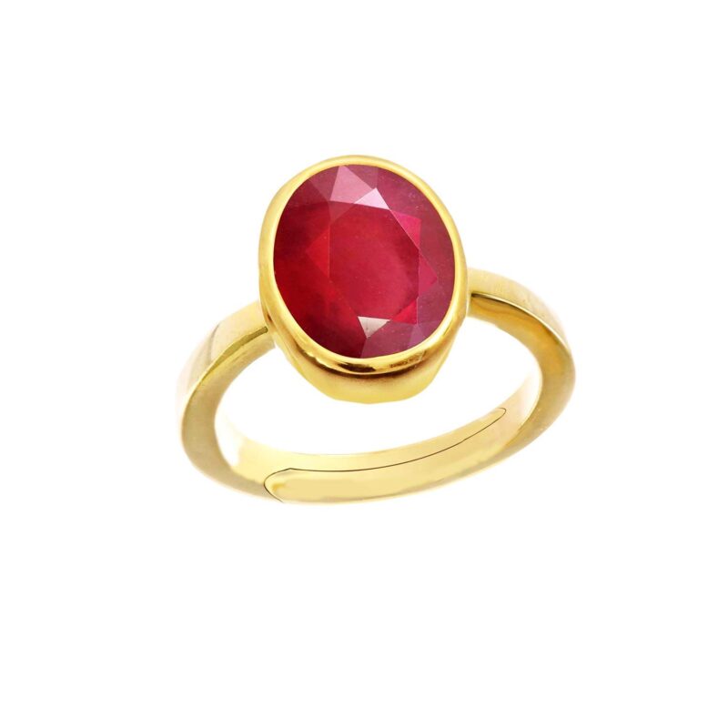 LMDPRAJAPATIS 9.60 Carat Natural Certified Ruby/Manik Birthstone/Astrology/Rashi Ratan Adjustable Gold Plated Ring for Men & Women