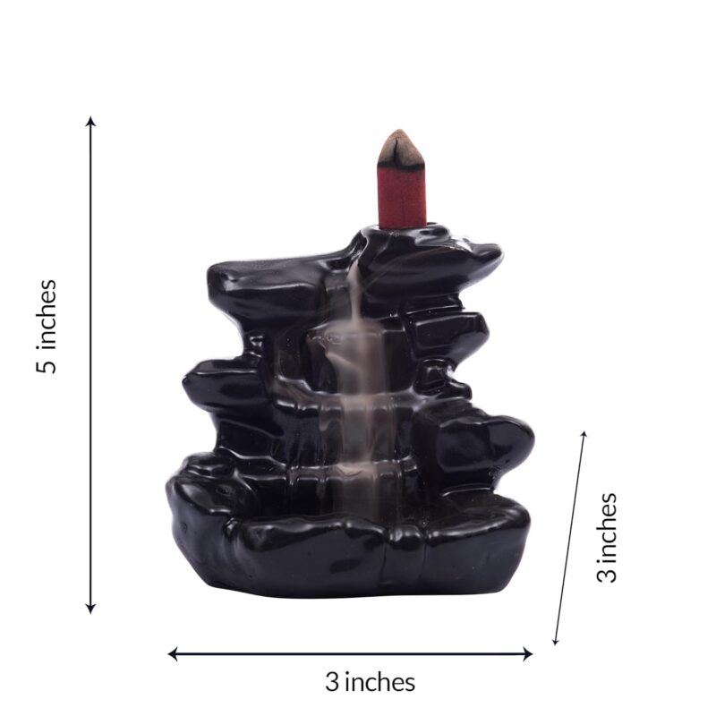 eCraftIndia Dropping Fountain Design Smoke Backflow Cone Decorative Incense Holder (7 cm x 7 cm x 12, Black)