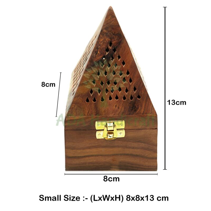 ADA Handicraft Sheesham Wooden Incense Box Holder/Dhoop Stand Ash Catcher Handmade Fragrance Wooden Holder - Small (8 x 8 x 13cm)(Conical)