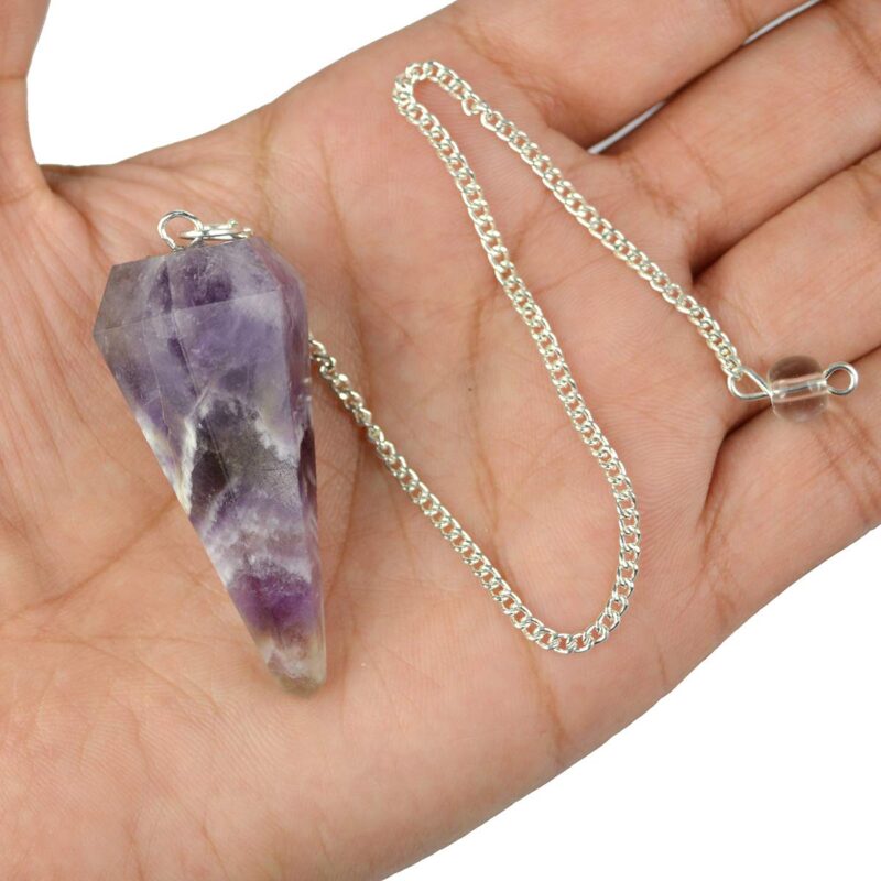 Reiki Crystal Products Natural Amethyst Dowser Pendulum 6 / Six Faceted Crystal Stone Dowser Pendulum Dowsing for Healing Gemstones (Color : Purple)