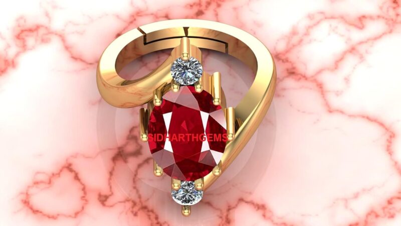 AKSHITA GEMS 7.50 Carat A+ Quality Natural Burma Ruby Manik Unheated Untreatet Gemstone Gold Ring for Women's and Men's(GGTL Lab Certified)