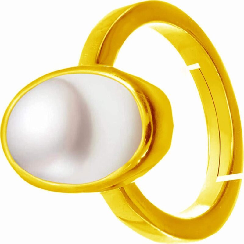 Kirti Sales South Sea Pearl 6.00 Carat Natural Pearl Gemstone Original Certified Moti Adjustable Astrological panchhdhaatu/Ashtadhatu Gold Ring for Men and Women