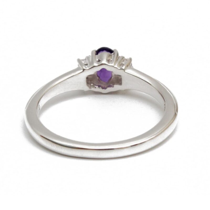 Hiflyer Jewels Natural Purple Amethyst Ring Cz Gemstone Ring 925 Sterling Silver Ring Jewelry Gift For Women and Girls