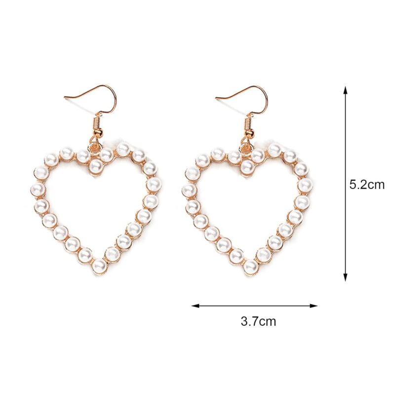 Pearl Heart Earrings for Women Pearl Heart Dangle Earrings for Women Heart Shaped Earrings Lover Earrings Tiny Pearl Earrings Pearl Jewelry for Women Birthday Holiday Gifts (Gold), Zinc, No Gemstone