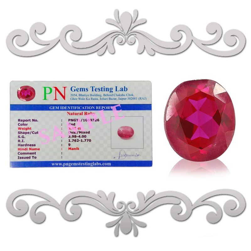 Crystu Ruby Gemstone 100% Certified Original Manik Stone