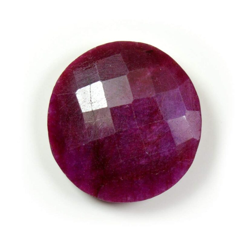 CaratYogi Certified Natural Ruby Gemstone 21 Carat Round Shape Manik Checker Cut Stone for Astrology Use