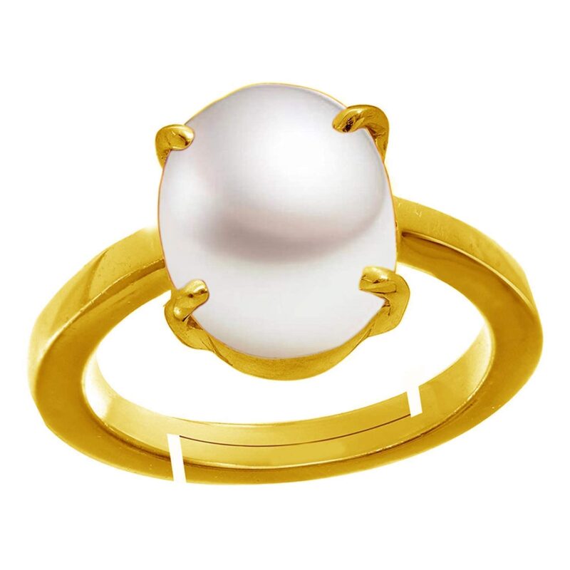 SIDHGEMS South Sea Pearl 14.25 Ratti 13.00 Carat Natural Pearl Gemstone Original Certified Moti Adjustable Astrological panchhdhaatu/Ashtadhatu Gold Ring for Men and Women