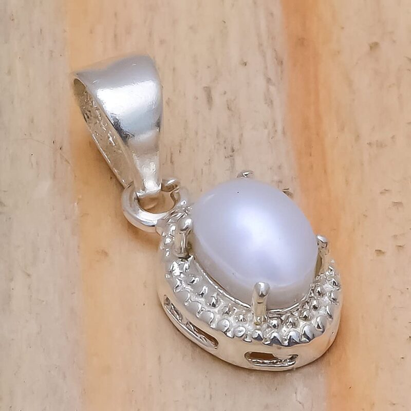 Anika Jewellers Pearl Natural Gemstone 925 Sterling Silver Pendant(1.1 gm)