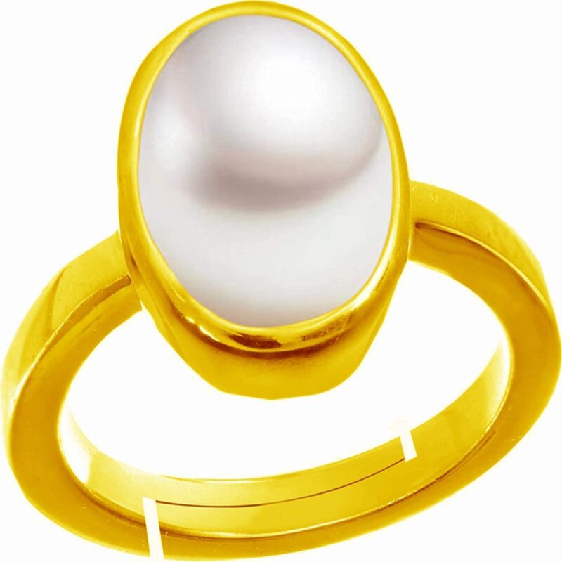 Kirti Sales South Sea Pearl 6.00 Carat Natural Pearl Gemstone Original Certified Moti Adjustable Astrological panchhdhaatu/Ashtadhatu Gold Ring for Men and Women