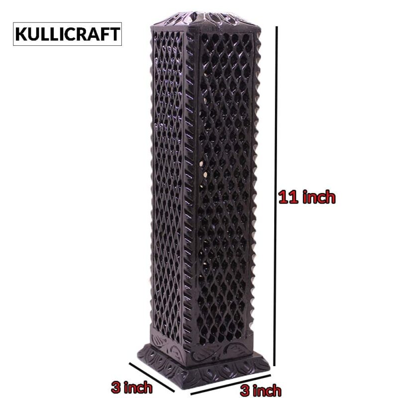 KC KULLICRAFT Marble Incense Stick Holder Agarbatti Stand Candle Burner/Handmade Black Carving Soapstone for Home Decor(Square)