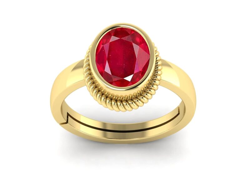 LMDLACHAMA 7.25 Ratti/8.00 Carat Natural Ruby Manik Original Certified Gold Plated Gemstone Ring With Lab Certificate