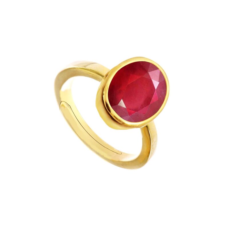 LMDPRAJAPATIS 9.60 Carat Natural Certified Ruby/Manik Birthstone/Astrology/Rashi Ratan Adjustable Gold Plated Ring for Men & Women