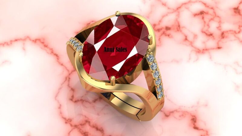 Anuj Sales 7.00 Ratti 6.50 Carat A+ Quality Natural Burma Ruby Manik Unheated Untreatet Gemstone Gold Ring for Women's and Men's{GGTL Lab Certified}