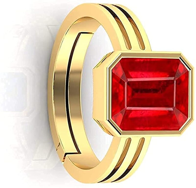 JAGDAMBA GEMS 4.00 Carat A+ Quality Natural Burma Ruby Manik Unheated Untreatet Gemstone Gold Ring for Women's and Men's{GGTL Lab Certified}