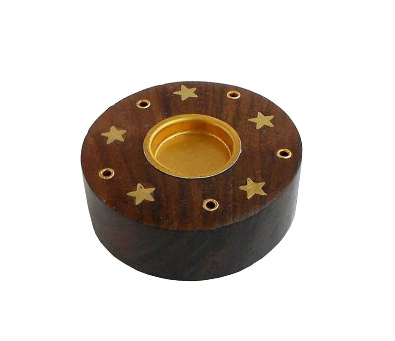 Handmade Wooden Cute Shaped Incense Stick Holder Cum Dhoop Holder/Agarbatti Stand ((Round)