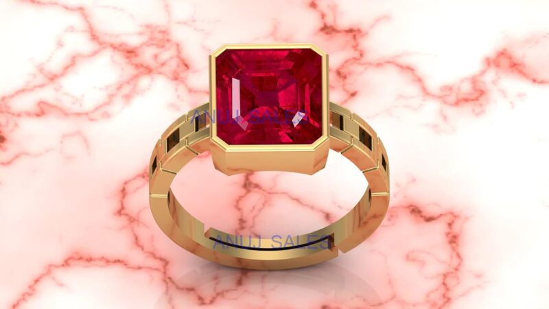 Anuj Sales 16.00 Ratti 15.50 Carat A+ Quality Natural Burma Ruby Manik Unheated Untreatet Gemstone Gold Ring for Women's and Men's(GGTL Lab Certified)