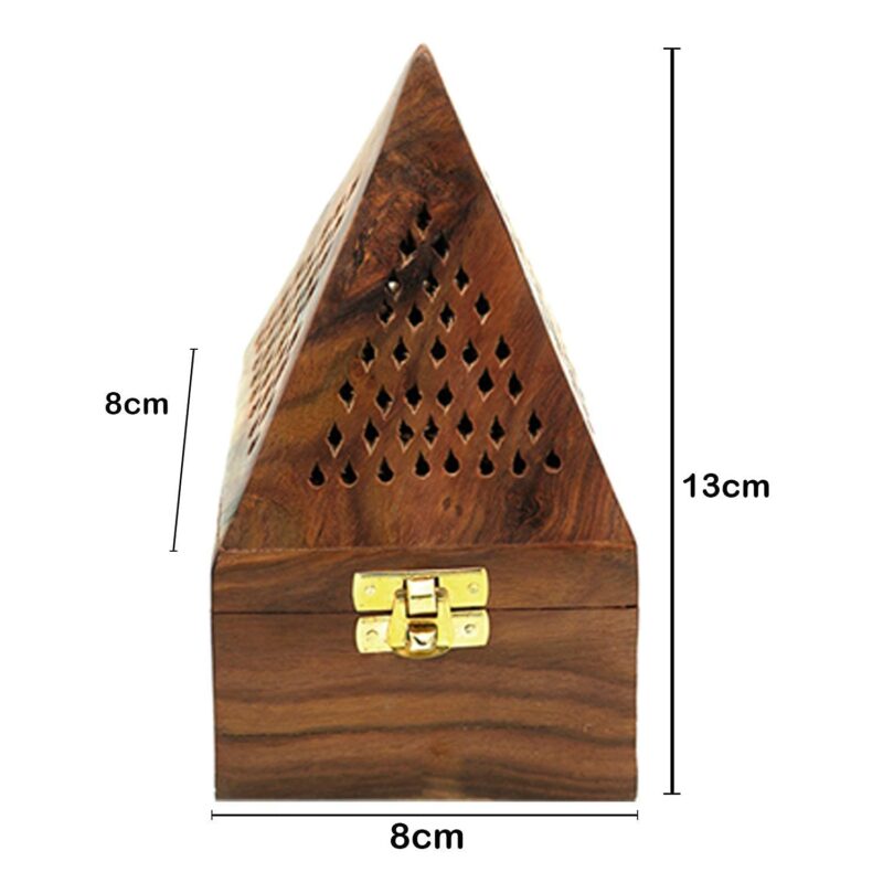 Crafts Collection Store Handmade Wooden Incense Sticks Holder Wooden Pyramid Incense Box Fragrance Stand Holder Agarbati Dhoop for Pooja (Lobandan) Diwali Gift Pack of 1