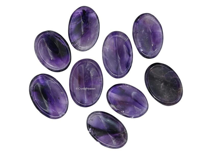 Crystal Heaven Amethyst Crystal Thumb Worry Pebbles Stones For Anxiety Stress Relief Massage - Aaa Grade Original Healing Gemstone Agate Rubbing Stone For Yoga Meditation Spiritual Reiki Feng Shui