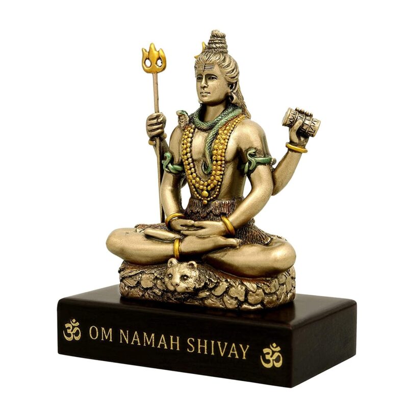 AONA Lord Shiva with Four Hand Dhyan Mudra Brass Idol Shiva Statue Height 3 Inch