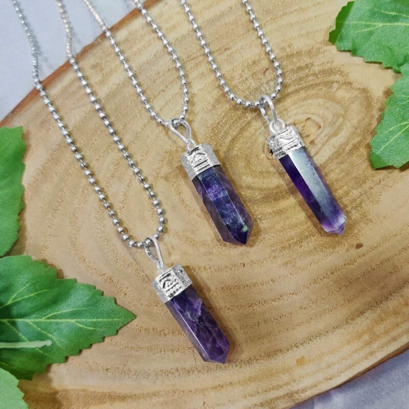 Shubhanjali Natural Crystal Pencil Stone Pendant for Women and Men Stones Pencil Shape Pendant Reiki Healing and Crystal Healing Jewellery Gift for Girlfriend and Boyfriend