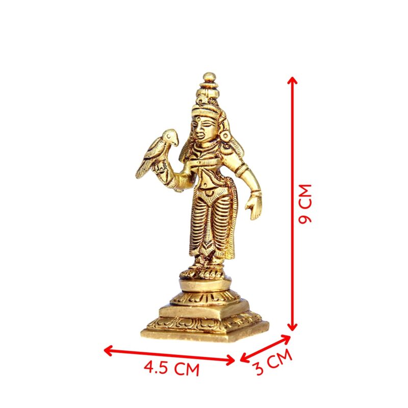 Aalayam Selveer Madurai Meenakshi Idol Small | Madurai Meenakshi Amman Idol | Meenatchi Amman Idol | Meenatchi Amman Statue | Meenakshi Idol Brass Height 9cm Gold Colour 1 Piece