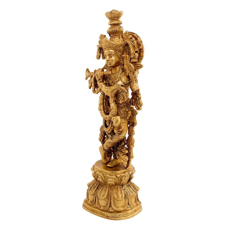 Kartique Brass Krishna Idol | Murli Krishna Statue | Murti |