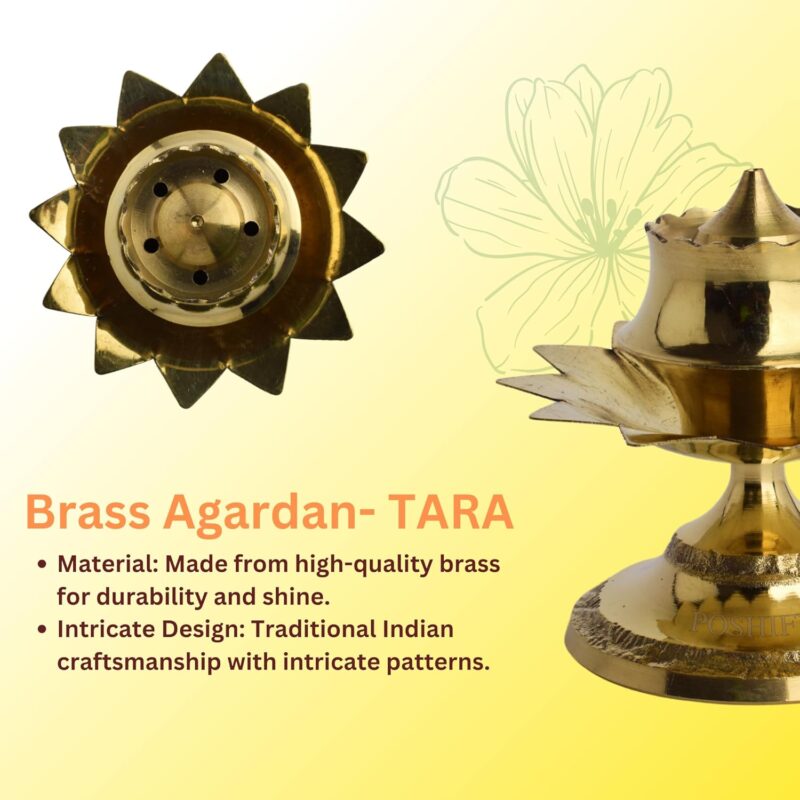 POSHIFY Brass Agarbati Stand: Traditional Indian Incense Stick Holder for Puja Room, Perfect for Housewarming, Pooja in Office and Diwali Puja