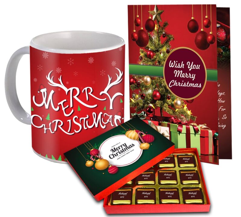 Midiron Lovely Gift Hamper for Christmas | Chocolate Gift Hamper, Santa Clause Cap with Greeting Card | Christmas Gift Combo | New Year Chocolates Gift Pack | Festive Hamper