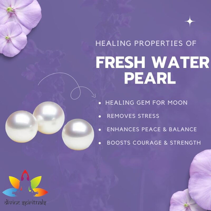 Divine Spirituals Natural Premium Fresh Water Pearl (Original Moti) Lab-Certified AAA Grade Round Cabachon Gems For Moon, Love, Stress Reduction & Ring Jewelry For Men & Women