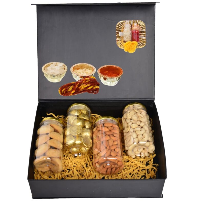 NUTRI MIRACLE Bhaidooj Tilak Kit Gift Hamper with Chocolate & Dry Fruits | Perfect Celebration Return Gifts, Diwali Gift Hamper | Dry Fruits Gift Box for Festive Joy