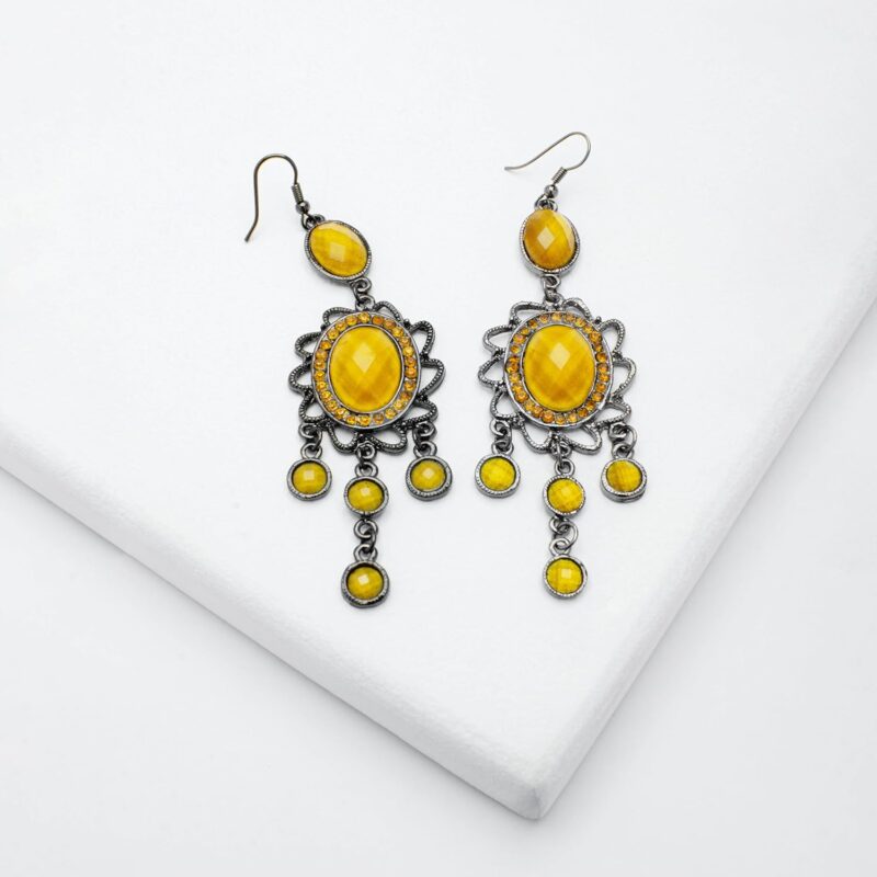 Amber Gemstone Drop Earrings