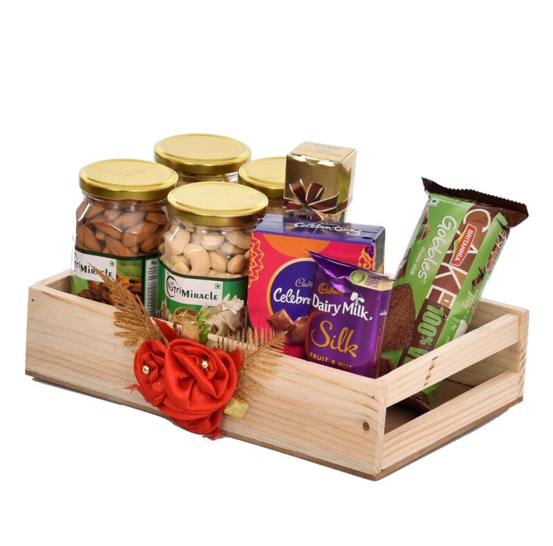 NUTRI MIRACLE Festive Bhaidooj Gift Hamper with Nuts, Dry Fruits & Chocolates for Bhaiya