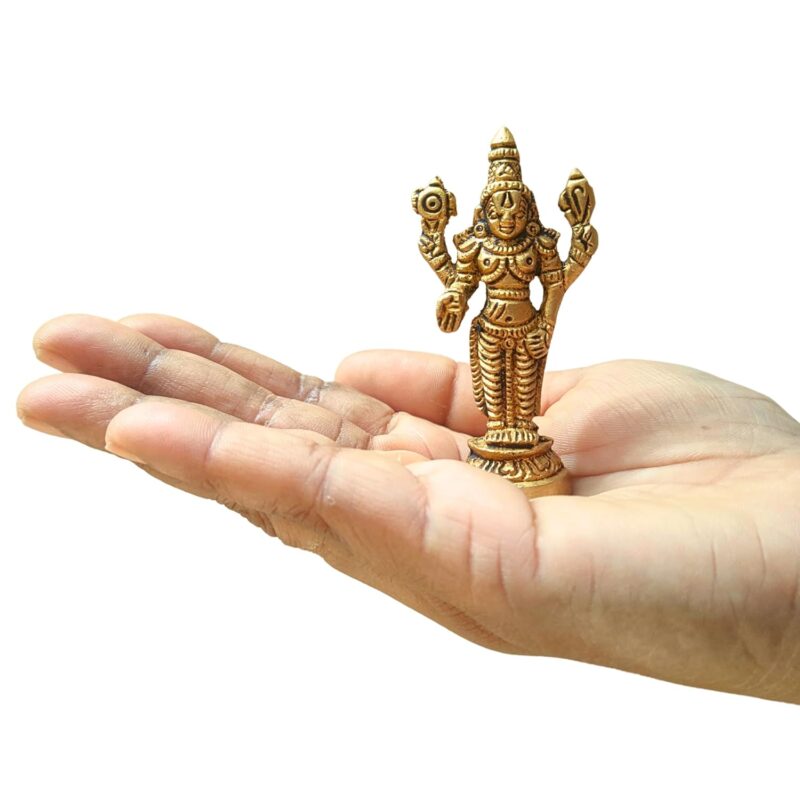 anciently Tirupati Balaji Idol Mini | Venkateshwara Swamy Idol Mini | Balaji Idol Brass, 7cm Height, Gold Colour, 1 Piece