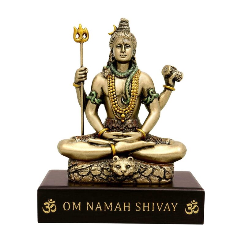 AONA Lord Shiva with Four Hand Dhyan Mudra Brass Idol Shiva Statue Height 3 Inch