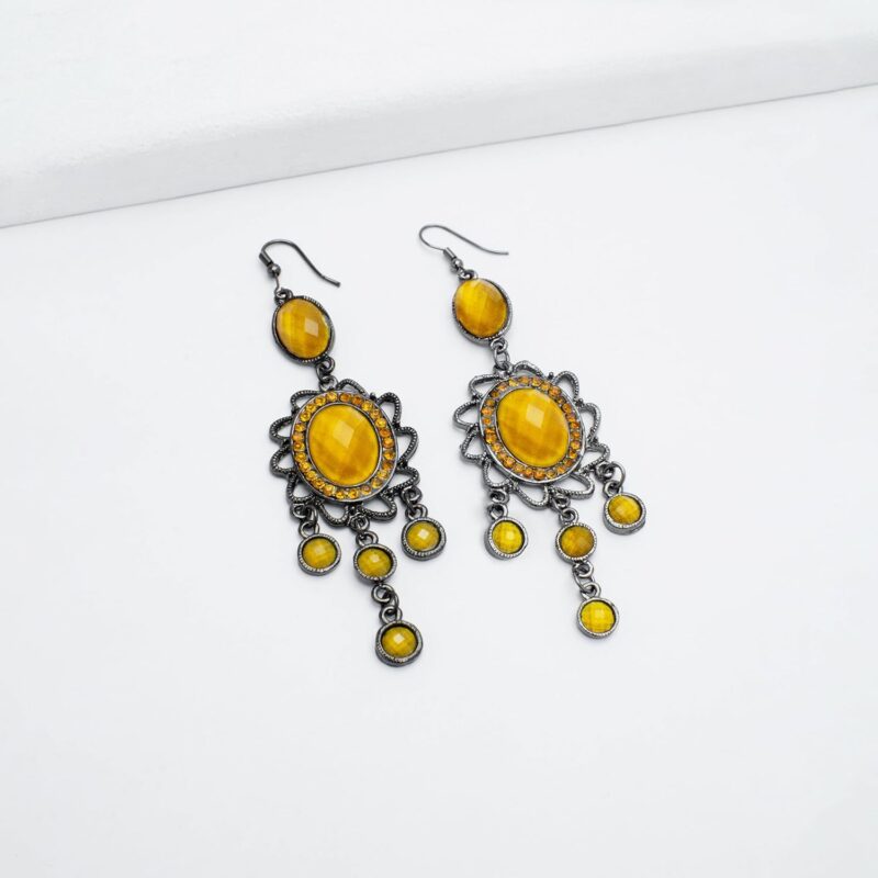 Amber Gemstone Drop Earrings