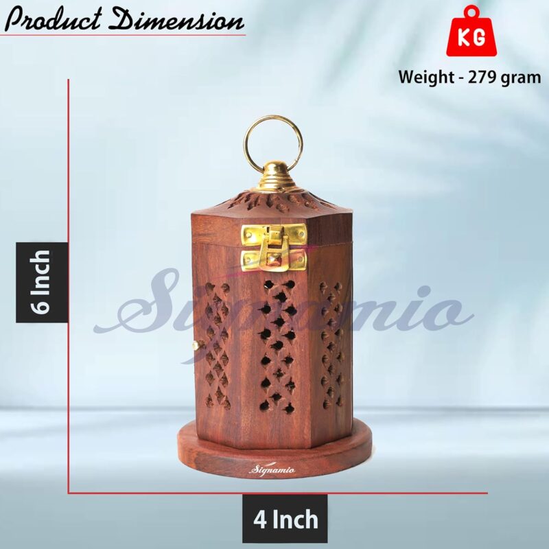 SIGNAMIO® Hanging Wooden Sambrani Dhoop Dhup Cup Cone Batti Stand, Incense Holder for Pooja Puja Item Stand Ash Catcher Handcrafted Traditional Design for Aromatic Rituals - Pack of 1